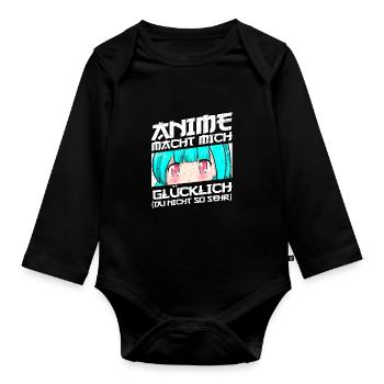 Anime Saying Weeb Otaku - Organic Longsleeve Baby Bodysuit - black - Front
