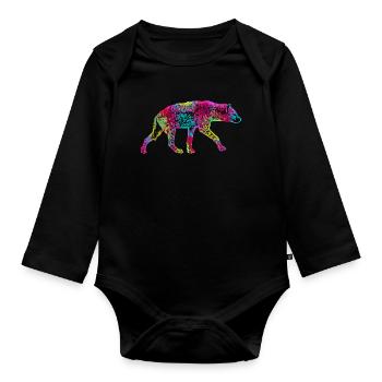 Bunte Hyäne - Baby Bio-Langarm-Body - Schwarz - Vorne