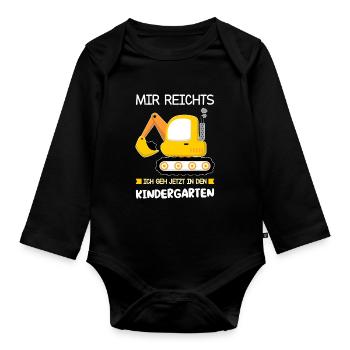 Kindergarten Bagger Kindergartenkind Geschenk - Baby Bio-Langarm-Body - Schwarz - Vorne