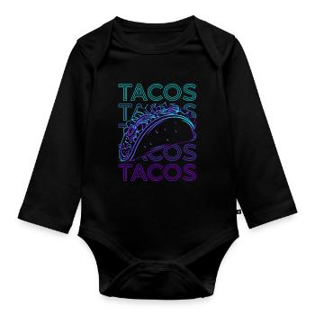 Tacos Retro - Baby Bio-Langarm-Body - Schwarz - Vorne