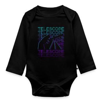 Astronomie Astronom Teleskop Retro - Baby Bio-Langarm-Body - Schwarz - Vorne