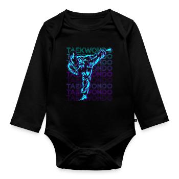 Taekwondo Arts Martiaux Coréens Rétro - Body Bébé bio manches longues - noir - Devant