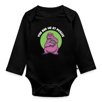 You Had Me At Pickles Cucumber Gift - Organic Longsleeve Baby Bodysuit - black - Front