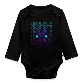 Ukulele Spieler Ukulelist Retro - Baby Bio-Langarm-Body - Schwarz - Vorne