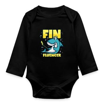 Influencer Hai Finfluencer - Organic Longsleeve Baby Bodysuit - black - Front