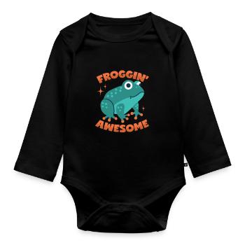 Frosch Wortwitz - Baby Bio-Langarm-Body - Schwarz - Vorne