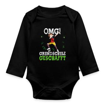 Grundschule Geschafft Fußball 6. Klasse - Baby Bio-Langarm-Body - Schwarz - Vorne