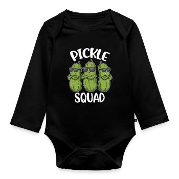 Pickle Squad Cucumber Gift - Organic Longsleeve Baby Bodysuit - black - Front