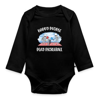 Happy People Play Pickleball Pickleball Gift - Organic Longsleeve Baby Bodysuit - black - Front