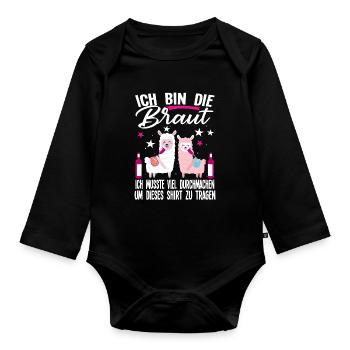 Braut Schaf Team Braut Geschenk - Baby Bio-Langarm-Body - Schwarz - Vorne