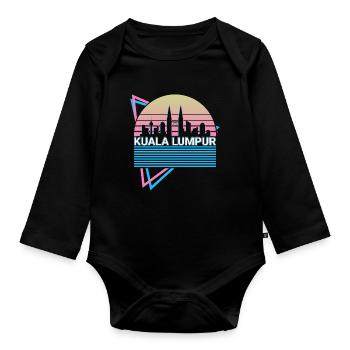 Kuala Lumpur City Skyline Cityscape Rétro - Body Bébé bio manches longues - noir - Devant