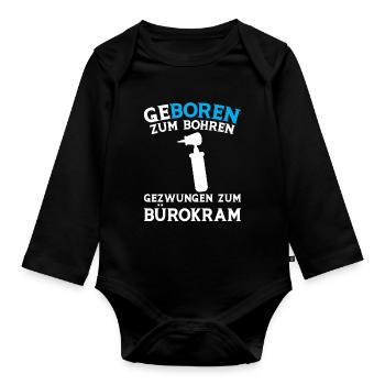 Zahn Zahnarzt Bohren Zahn Geschenk - Baby Bio-Langarm-Body - Schwarz - Vorne