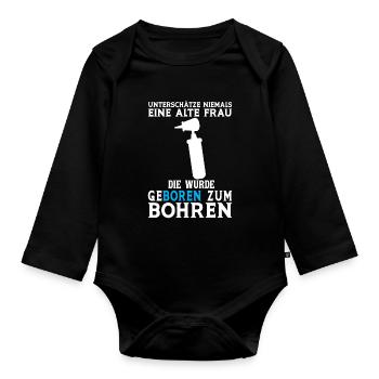 Zahn Zahnarzt Bohren Zahn Geschenk - Baby Bio-Langarm-Body - Schwarz - Vorne