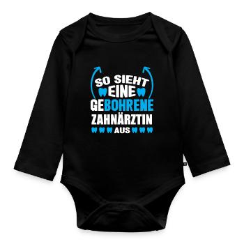 Zahn Zahnarzt Bohren Zahn Geschenk - Baby Bio-Langarm-Body - Schwarz - Vorne