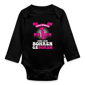 Zahn Zahnarzt Bohren Zahn Geschenk - Baby Bio-Langarm-Body - Schwarz - Vorne