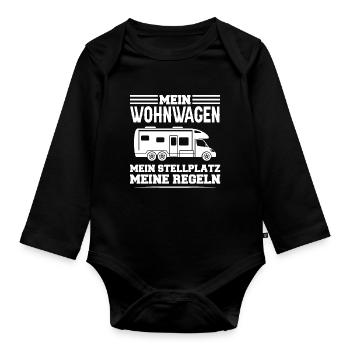 Campen camper Wanderung Geschenk - Baby Bio-Langarm-Body - Schwarz - Vorne