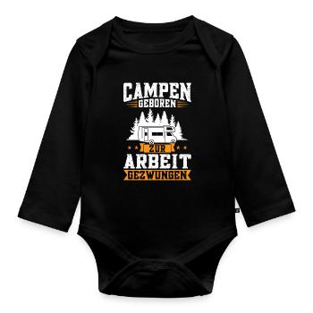 Campen camper Wanderung Geschenk - Baby Bio-Langarm-Body - Schwarz - Vorne