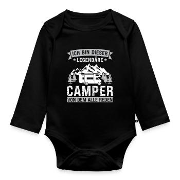 Campen camper Wanderung Geschenk - Baby Bio-Langarm-Body - Schwarz - Vorne