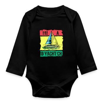 Seglen Segelboot Segler - Baby Bio-Langarm-Body - Schwarz - Vorne
