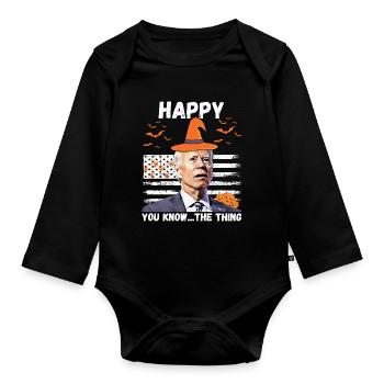 Heureux que vous sachiez la chose drôle halloween Biden - Body Bébé bio manches longues - noir - Devant