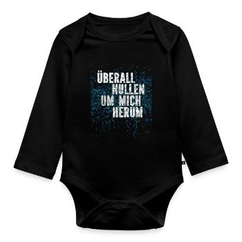 Überall Nullen Um Mich Herum Nerd Programmierer - Baby Bio-Langarm-Body - Schwarz - Vorne
