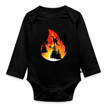 Inferno Feuer Löschen Feuerwehr Feuerwehrmann Berg - Baby Bio-Langarm-Body - Schwarz - Vorne