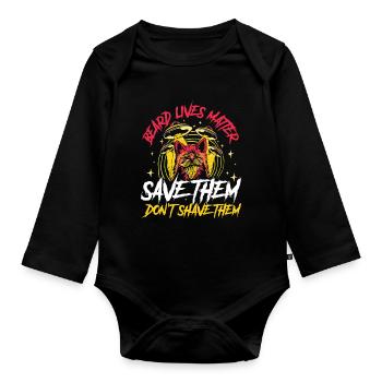 Beard Lives Matter Bart Geschenk - Baby Bio-Langarm-Body - Schwarz - Vorne
