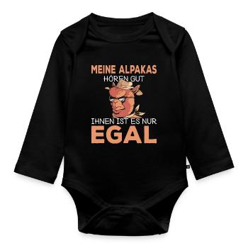 Lustiger Alpaka Spruch für Alpakabesitzer Alpakas - Baby Bio-Langarm-Body - Schwarz - Vorne