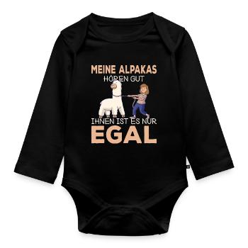 Lustiger Alpaka Spruch für Alpakabesitzer Alpakas - Baby Bio-Langarm-Body - Schwarz - Vorne