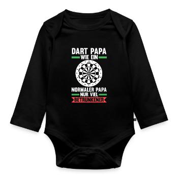 Dart Papa Dartspieler Geschenk - Baby Bio-Langarm-Body - Schwarz - Vorne