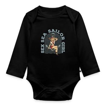 Seglen Segelboot Segler - Baby Bio-Langarm-Body - Schwarz - Vorne