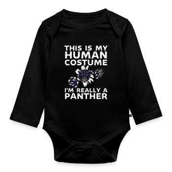 C’est ma coutume humaine je suis vraiment une panthère - Body Bébé bio manches longues - noir - Devant