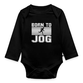 Jogging Running Saying - Organic Longsleeve Baby Bodysuit - black - Front