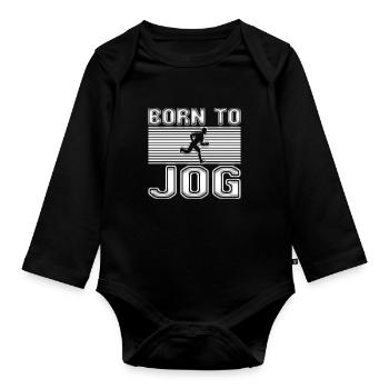 Jogging Running Saying - Organic Longsleeve Baby Bodysuit - black - Front