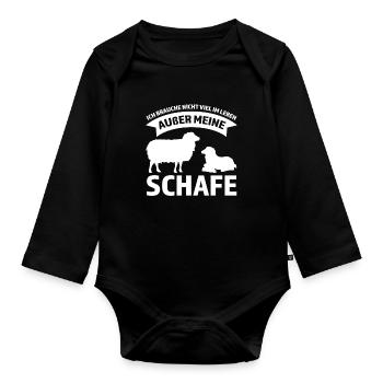 Schafe Schaf Schafzüchter Geschenk - Baby Bio-Langarm-Body - Schwarz - Vorne