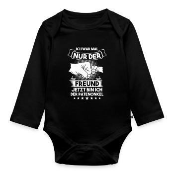 Patenonkel Pate Taufe Geschenk - Baby Bio-Langarm-Body - Schwarz - Vorne