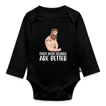 Dads With Beards Are Better Bart Gift - Organic Longsleeve Baby Bodysuit - black - Front