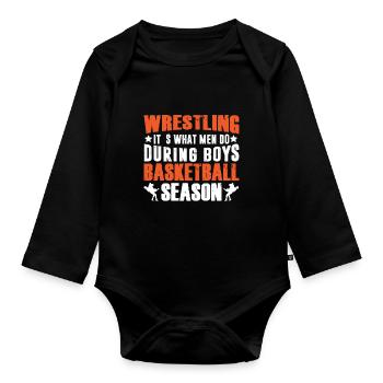 Wrestling Father Wrestler Papa Father's Day - Organic Longsleeve Baby Bodysuit - black - Front