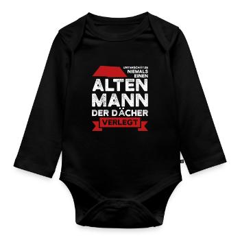 Dachdecker Beruf Dachdecken Geschenk - Baby Bio-Langarm-Body - Schwarz - Vorne