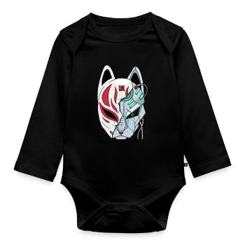 Cyborg Kitsune Mask Fox Mask Cyber Aesthetics - Organic Longsleeve Baby Bodysuit - black - Front