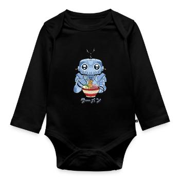 Cyborg Robot Ramen Noodles Cyber Aesthetics - Organic Longsleeve Baby Bodysuit - black - Front