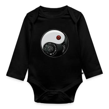 Cyborg Ying Yang Yin Yang Cyber Aesthetics - Organic Longsleeve Baby Bodysuit - black - Front