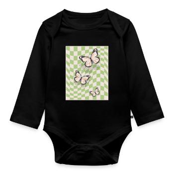 Papillons esthétiques pastel danois - Body Bébé bio manches longues - noir - Devant