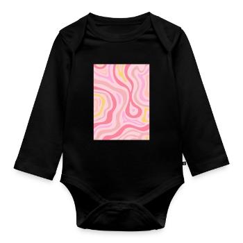 Dänische Pastell-Ästhetik Abstraktes Muster - Baby Bio-Langarm-Body - Schwarz - Vorne