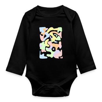 Pastel Danois Esthétique Rétro Pastel Motif - Body Bébé bio manches longues - noir - Devant