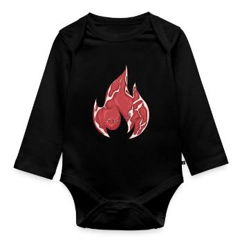 Meatcore Ästhetik Weirdcore Fleisch Feuer Flamme - Baby Bio-Langarm-Body - Schwarz - Vorne