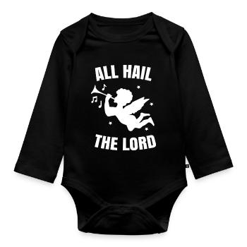 All hail the lord. cherub angel - Organic Longsleeve Baby Bodysuit - black - Front