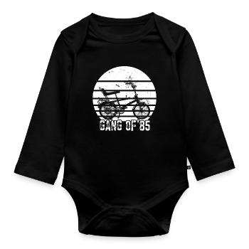 Bonanzarad Bonanza Bike Hipster Geburtstag 1985 - Baby Bio-Langarm-Body - Schwarz - Vorne