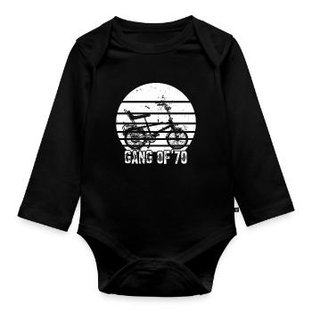 Bonanzarad Bonanza Bike Hipster Geburtstag 1970 - Baby Bio-Langarm-Body - Schwarz - Vorne