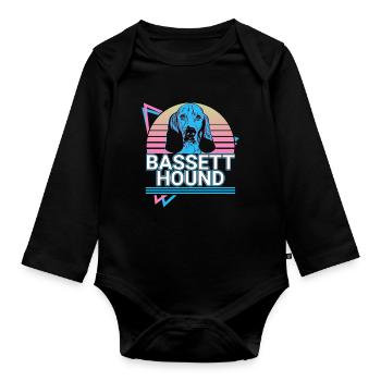 Basset Hound Rétro - Body Bébé bio manches longues - noir - Devant